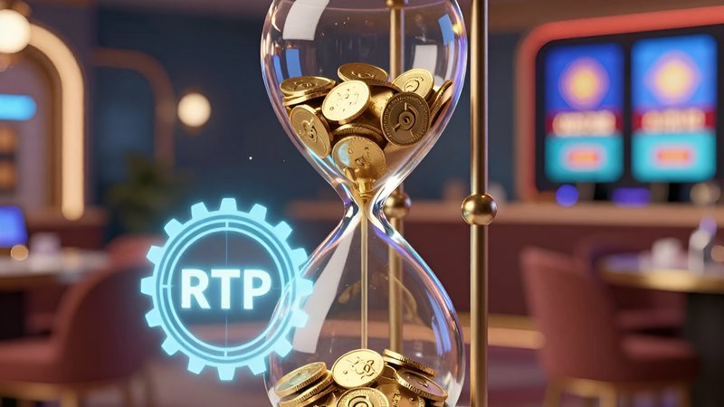 Gold coins flowing through a glass hourglass illustrating October 2026 Trends Progressive Slot RTP